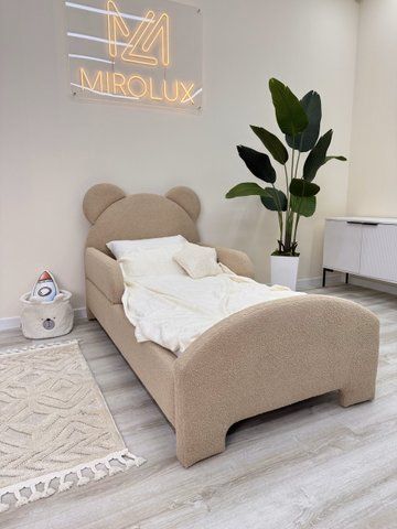 Ліжко дитяче Mirolux Ведмедик, світло-коричневе букле, спальне місце 90х190 см 36-90-190 фото