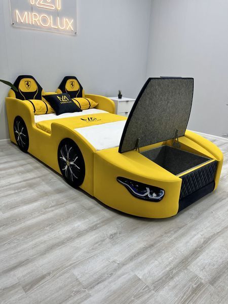 Дитяче ліжко Mirolux, машинка Sport Car, жовте, спальне місце 120х190 см 17-120-190 фото