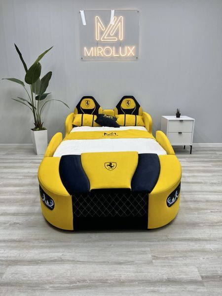 Дитяче ліжко Mirolux, машинка Sport Car, жовте, спальне місце 120х190 см 17-120-190 фото