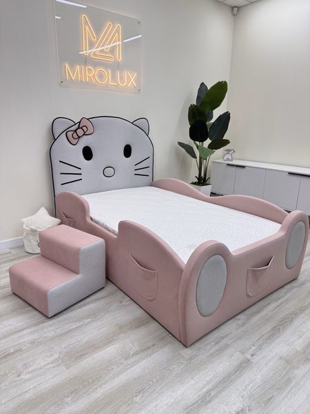 Дитяче ліжко для дівчинки Mirolux, Hello Kitty, рожеве, спальне місце 120х190 см, з підйомним механізмом та нішею для зберігання 21-120-190-п фото