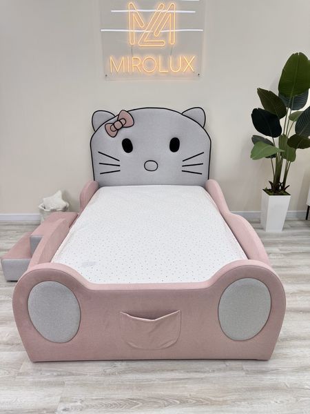 Дитяче ліжко для дівчинки Mirolux, Hello Kitty, рожеве, спальне місце 120х190 см, з підйомним механізмом та нішею для зберігання 21-120-190-п фото