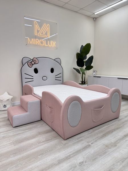 Дитяче ліжко для дівчинки Mirolux, Hello Kitty, рожеве, спальне місце 120х190 см, з підйомним механізмом та нішею для зберігання 21-120-190-п фото