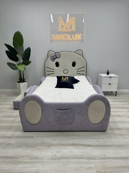 Дитяче ліжко для дівчинки Mirolux, Hello Kitty, бузкове, спальне місце 90х190 см, з підйомним механізмом та нішею для зберігання 19-90-190-п фото