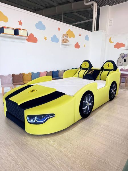 Дитяче ліжко Mirolux, машинка Sport Car, лимонне, спальне місце 120х190 см 46-120-190 фото