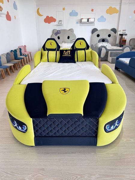 Дитяче ліжко Mirolux, машинка Sport Car, лимонне, спальне місце 120х190 см 46-120-190 фото