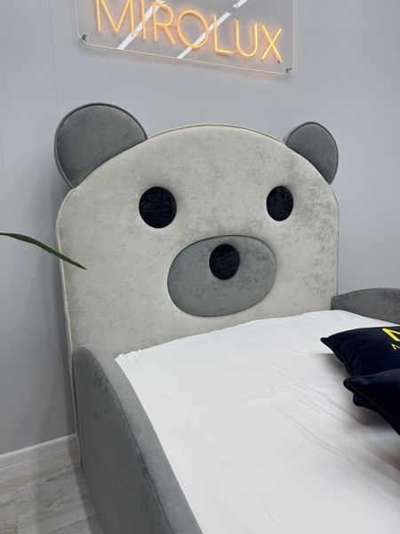 Дитяче ліжко Mirolux, Ведмедик Teddy, сіре, спальне місце 90х190 см 23-90-190 фото