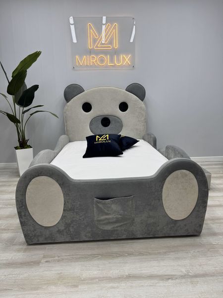 Дитяче ліжко Mirolux, Ведмедик Teddy, сіре, спальне місце 90х190 см 23-90-190 фото