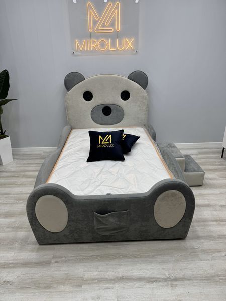 Дитяче ліжко Mirolux, Ведмедик Teddy, сіре, спальне місце 90х190 см, з підйомним механізмом та нішею для зберігання 23-90-190-п фото