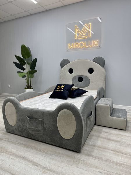 Дитяче ліжко Mirolux, Ведмедик Teddy, сіре, спальне місце 120х190 см 22-120-190 фото