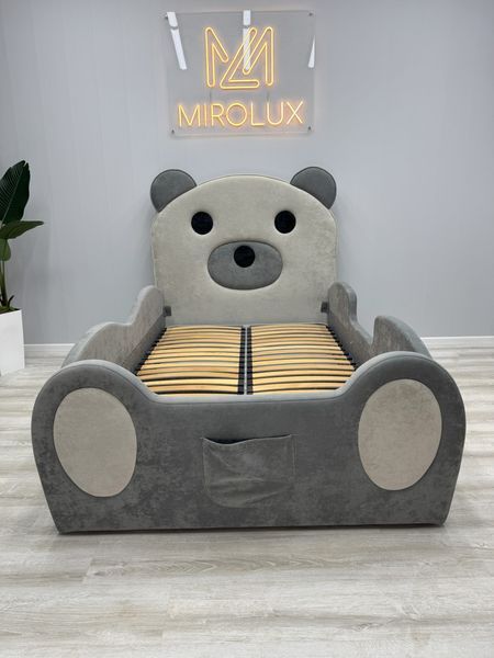 Дитяче ліжко Mirolux, Ведмедик Teddy, сіре, спальне місце 120х190 см 22-120-190 фото